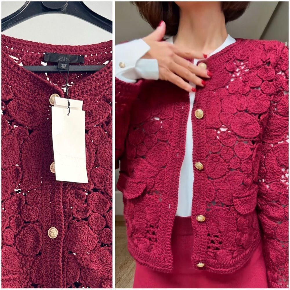 ZARA KNIT MACRAMÉ CARDIGAN